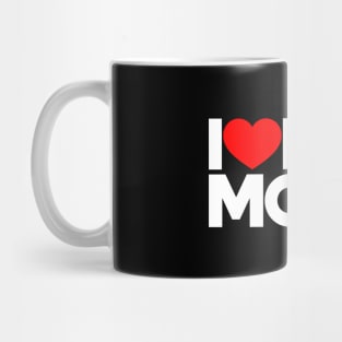 I Love Hot Moms Funny Red Hearts Love (White) Mug